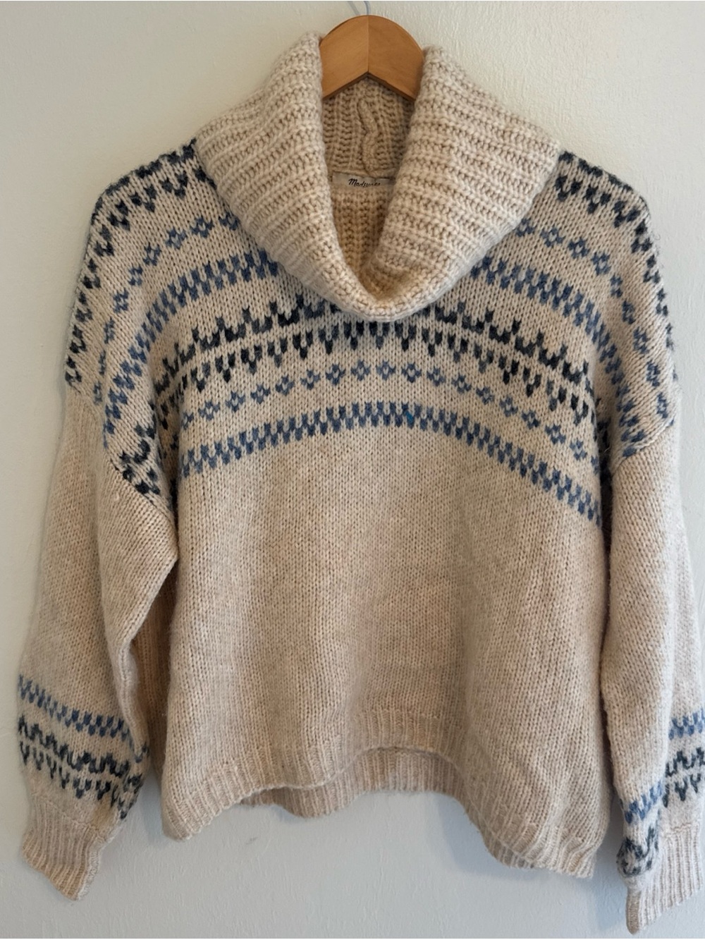 Madewell Sweater Womens Medium Somerveil Fair Isle Turtleneck Wool Blend Boxy